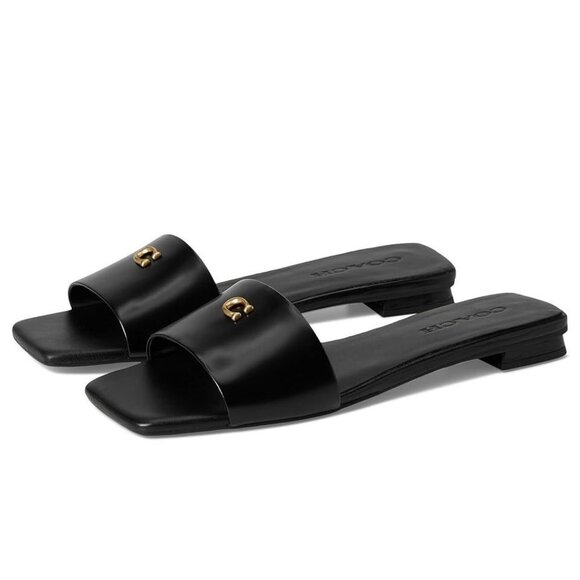 Coach Womens Sculpted Slip On Open Toe Sandals Black Size 5.5M NIB - Picture 1 of 3